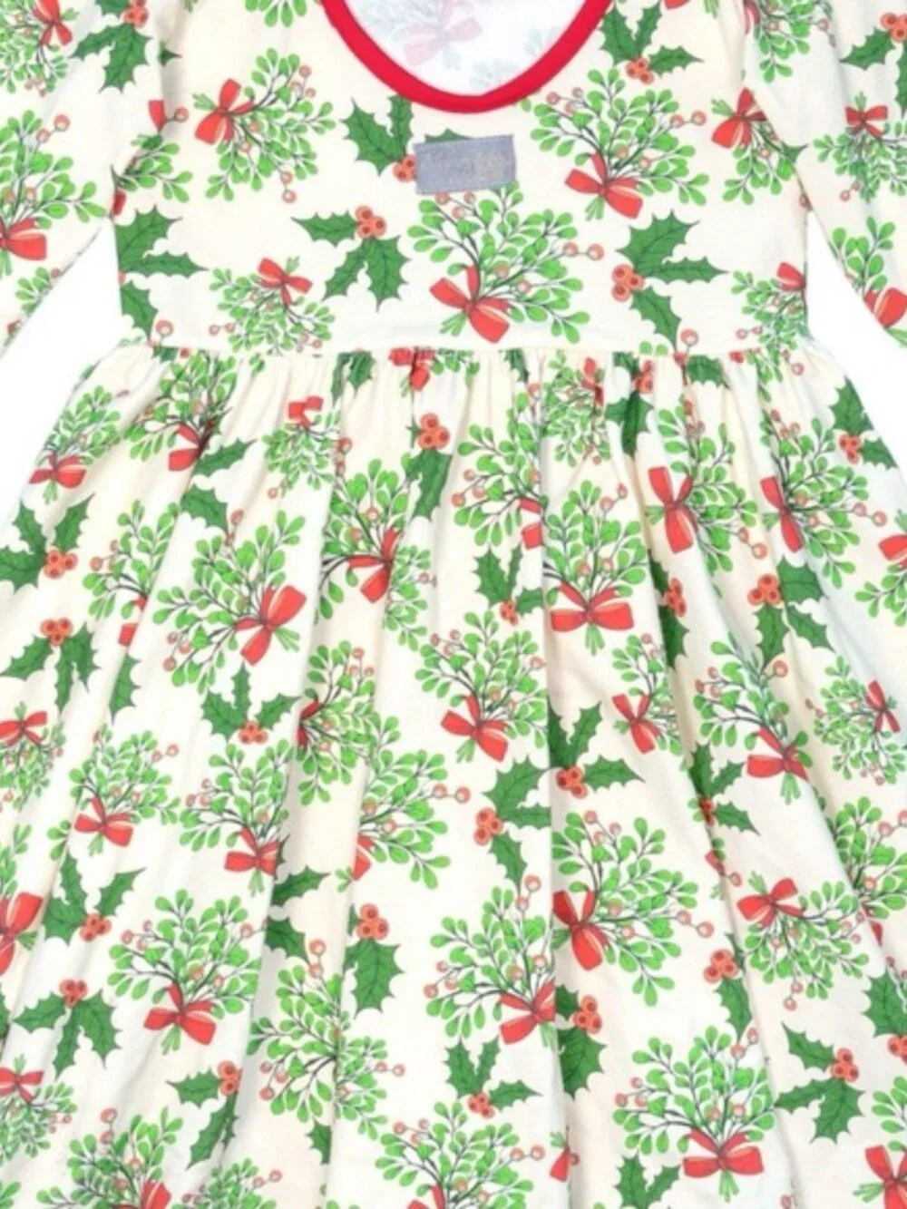 Eleanor Rose Mistletoe and Holly Knit Joy Holiday Dress Size 5-6 100% Cotton